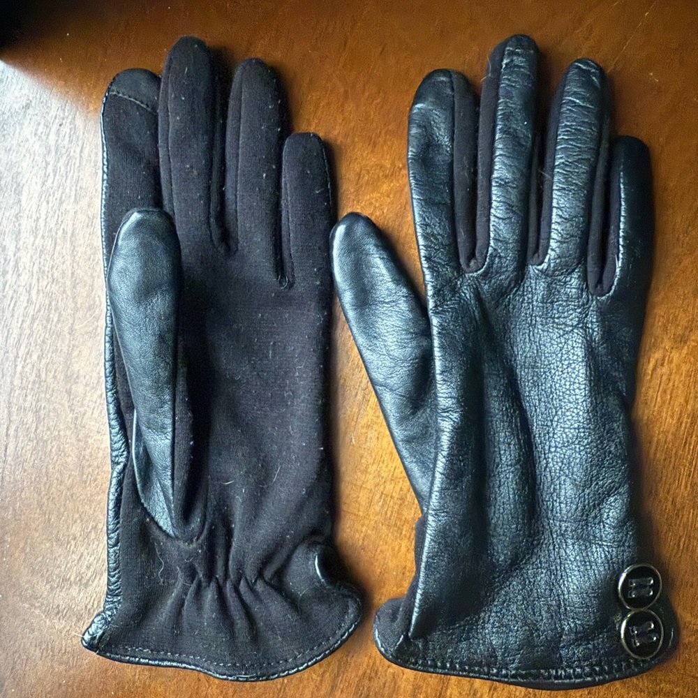 Club Monaco Black Leather Gloves